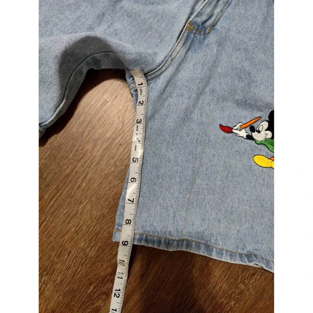 Vintage Mickey Unlimited Denim Shorts Adult Medium Disney Jerry Leigh Embroider‎